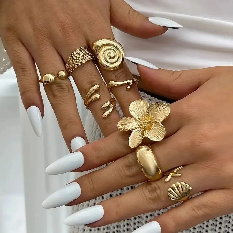 TwilightBlossom Ring Set
