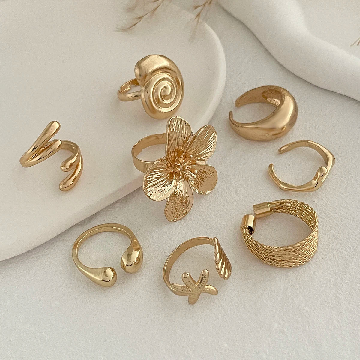 TwilightBlossom Ring Set